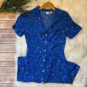 Gap | blue floral button up dress